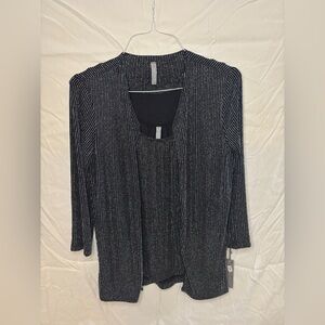 Last Tango Black and Silver Striped Top